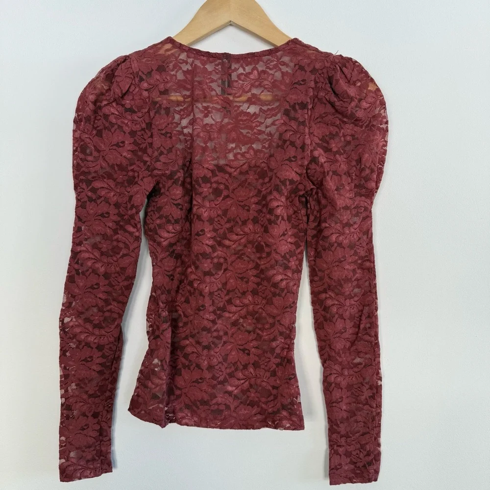 NWT Anthropologie Puff-Sleeve Sheer Lace Top Feminine Whimsy Festival BohoXS